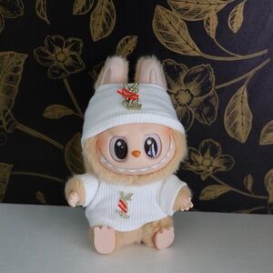 Labubu Clothes Beanie and Shirt - White (DOLL NOT INCLUDED)